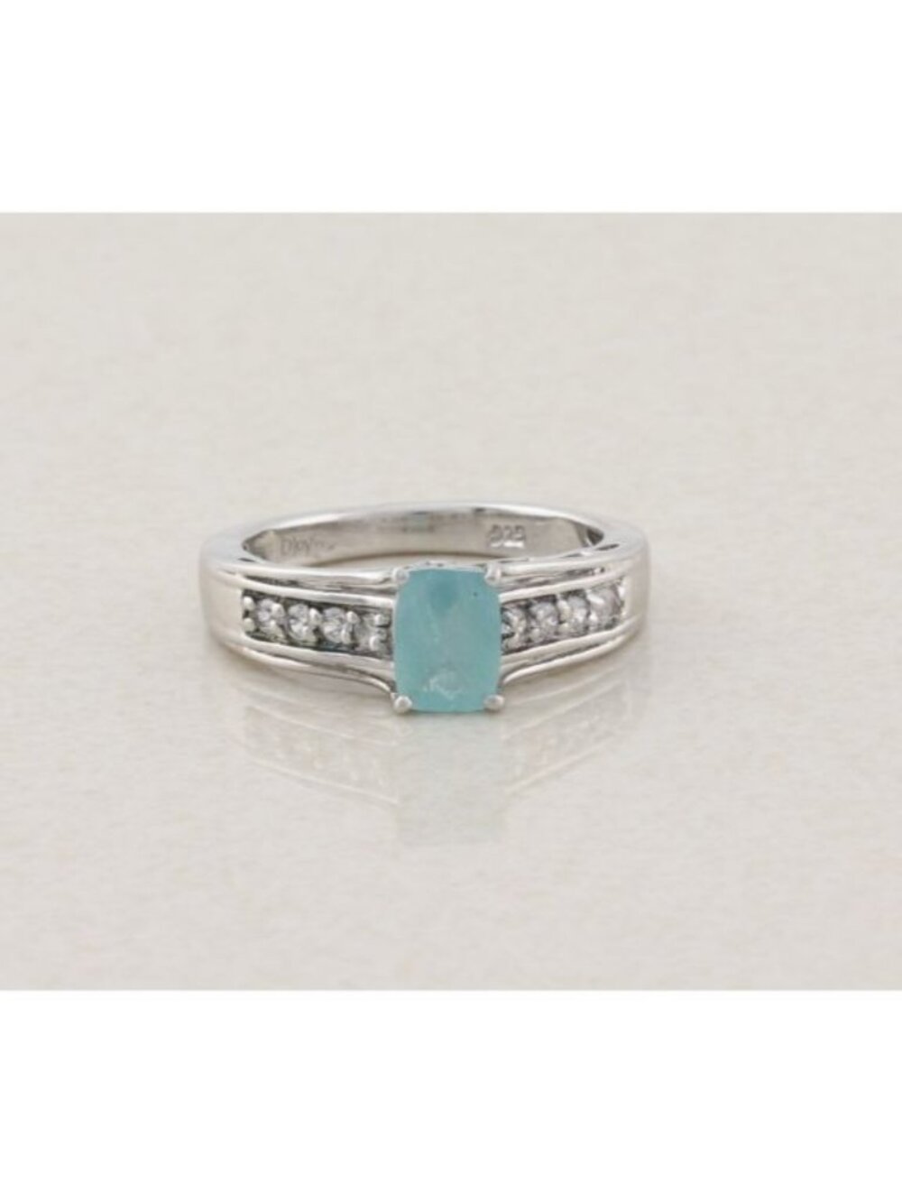 Sterling Silver Natural Grandidierite and White Zircon Ring Size 7